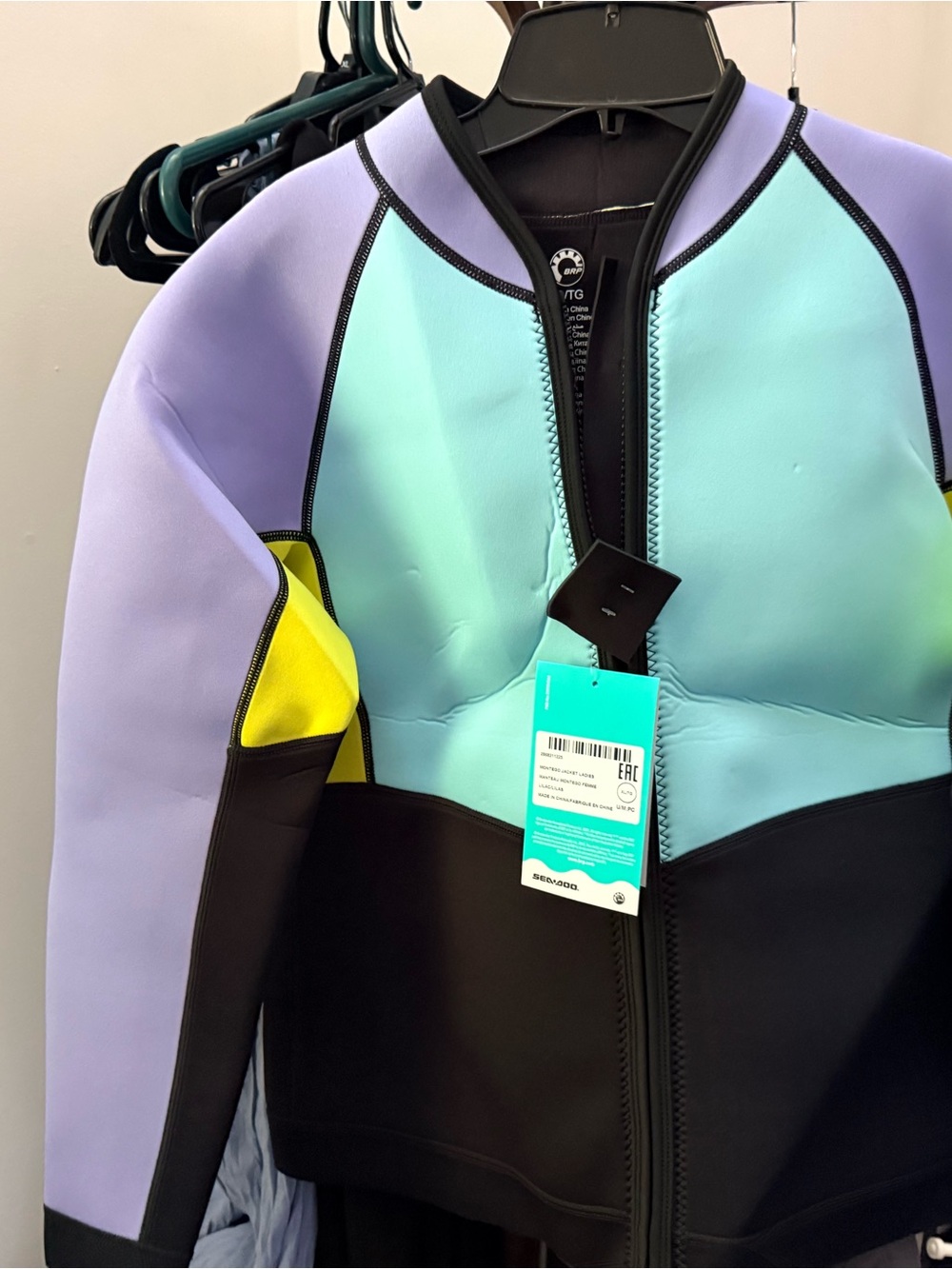 Wetsuit-Style Jacket in Mint, Lavender & Black